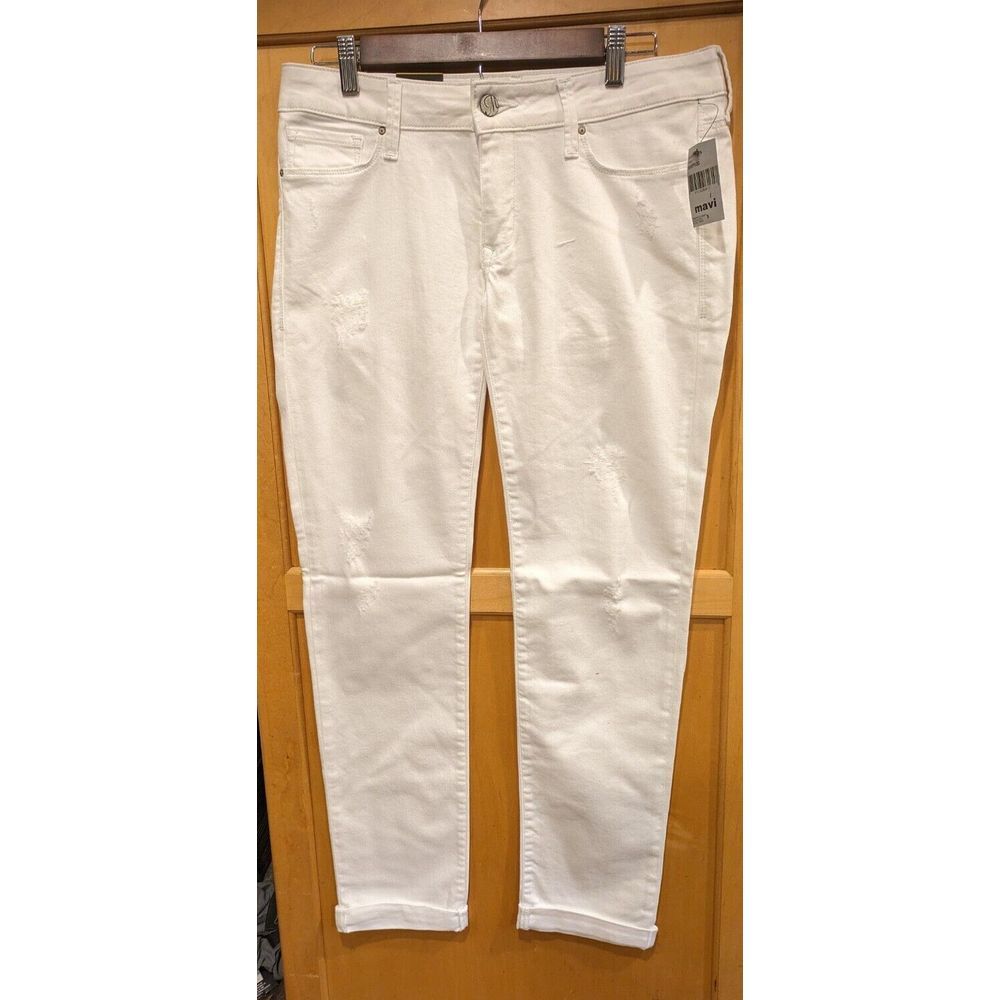 Mavi Jeans Womens 28X32 Tag Actual 32X34 Emma Slim Boyfriend DIstress White